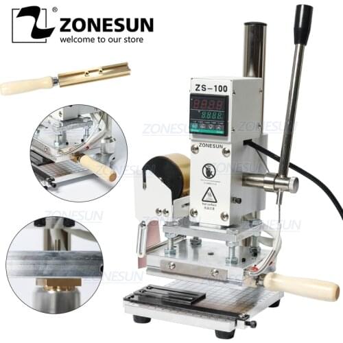 ZONESUN ZS-100 Dual Purpose Manual LOGO Hot Foil Stamping Embossing Machine Heat Press Machine For PVC Card Leather And Paper