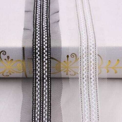 1Yards/Lot Chain Lace Ribbon beaded Lace African Lace Fabric Fringe Embroidered Lace Handmade Fringe Dress Skirt Lace Material