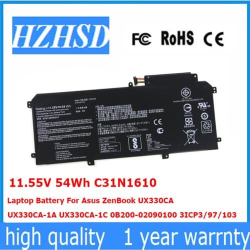 11.55V 54Wh C31N1610 Laptop Battery For Asus ZenBook UX330CA UX330CA-1A UX330CA-1C 0B200-02090100 3ICP3/97/103