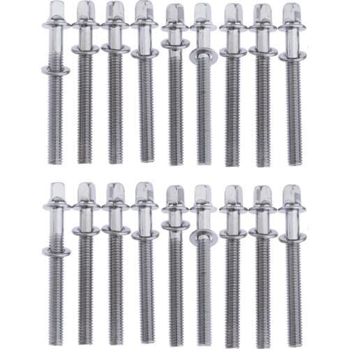 18x Chrome 50mmx6mm Drum Tension Rods w/ Washers for Drum Hardware Mount