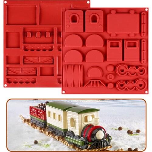 2PCS/Set 3D Cake Mold Silicone Cake Mould Fancy Gingerbread Train Shape Sugarcraft Chocolate Dessert Molds DIY Baking Mold Tool
