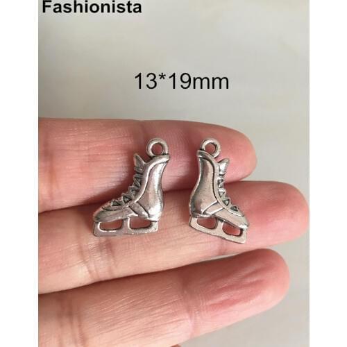 Metal Ice Skate Charms ( double sided and 3D ) 13*19mm antique Metal,Mini Skating Shoes Pendant For Jewelry -Free Shipping