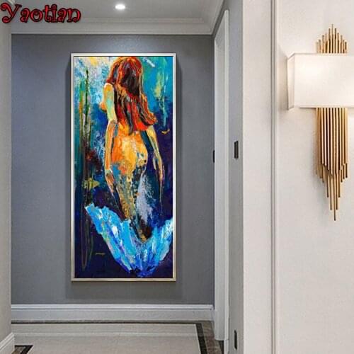 60x120cm diamond embroidery round drill Mermaid Girl diamond mosaic full square diamond painting cross stitch large size art