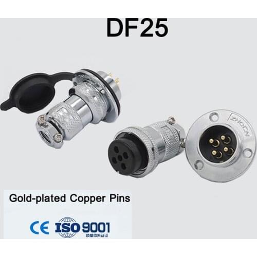 DF25 Disc Flange Aviation Connector GX25 2/3/4/5/6/7/8/10/12 Pin Female Plug & Male Socket