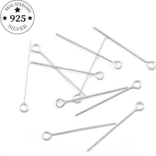 New Arrival 10pcs/lot 15 20 25 30 40 50mm 925 Sterling Silver Eye Head Pins Eye Pins Findings For DIY Jewelry Making Accessories