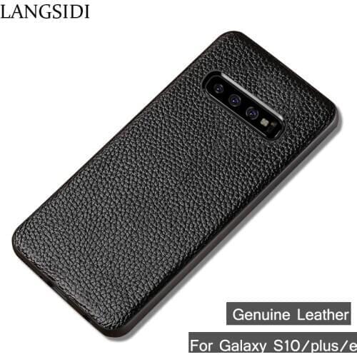 Genuine Leather Phone Case For Samsung Galaxy S8 S9 s10 Plus Case Litchi Texture Back Cover For S7 Edge A50 A70 A7 A8 2018 Case