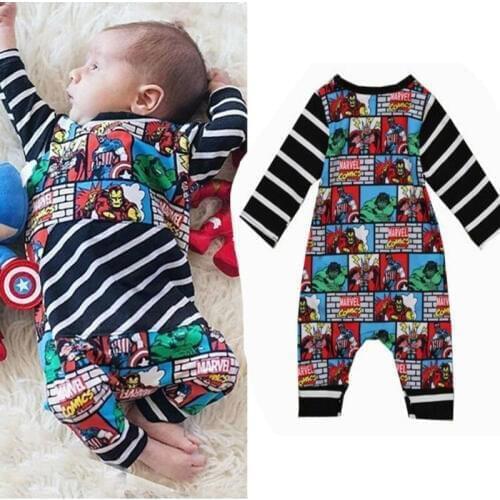 Infant Newborn Baby Kid Boy Outfits Superhero Romper Jumpsuit Bodysuit super hero print baby clothes