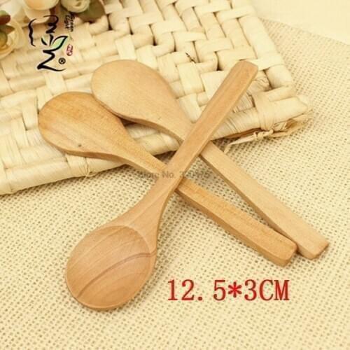 By dhl 1000pcs practical Mini Wooden Spoon Kitchen Cooking Tea spoon Utensil Coffee Spoon Ice Cream Tableware
