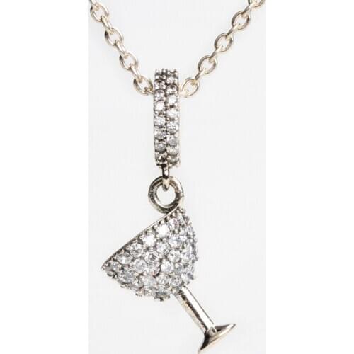 S925 Sterling Silver New Banquet Wine Glass Pendant Fit Original Charms Bracelet