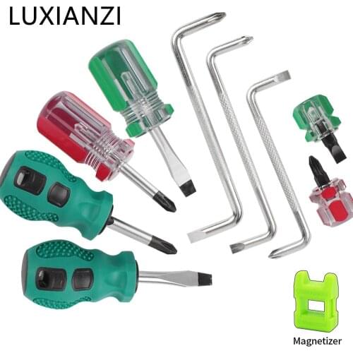 LUXIANZI 10PCS Mini Small Screw Driver Multi-tool Phone Precision Car Repair Phillips Slotted Bits Screwdriver With Magnetizer