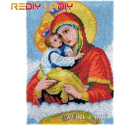 Latch Hook Kits DIY Carpet Rug Mother of God Plush Tapestry Kits Crochet Floor Mat Thick Yarn Cushion Arts & Crafts 61*88cm