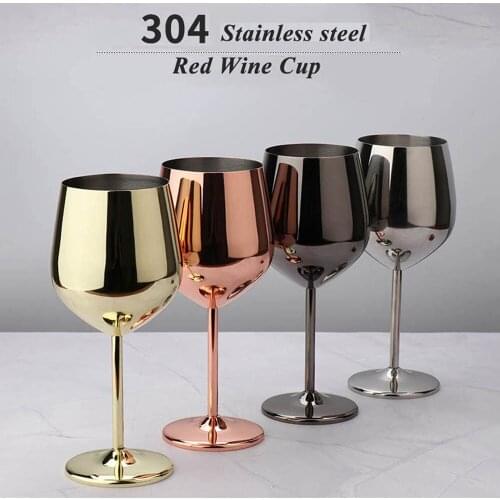 Stainless Steel Goblet Metal Cocktail Glass Juice Mug Drink Cup Shatterproof Wine Glass Party Kitchen Bar Restaurant Wine Set