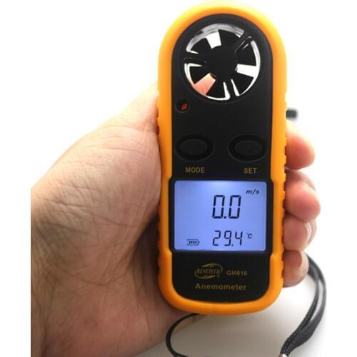 Mini Digital Anemometer Wind Speed & Temperature Meter Tester Anemometro with LCD Backlight Display