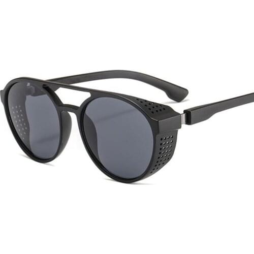 New Fashion SteamPunk Sunglasses Men Round Side Mesh Style Sun Glasses Brand Designer Vintage Punk Eyewear