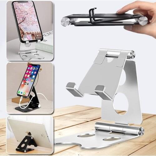 Desk Stand Phone IPhone 11 Xiaomi Mi 9 Metal Tablet Phone Holder Foldable Holder for IPhone 7 8 X XS Huawei P40 Nova 8 Mate X2