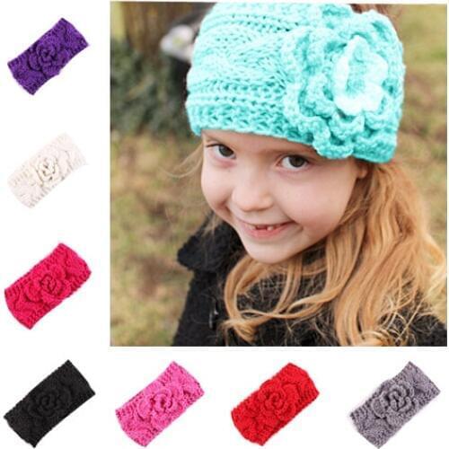 2016 New Fashion Winter Girls Headband Crochet Headwrap Knitted Flower Hair Band Ears Warmer Cute turban Hair Accessories