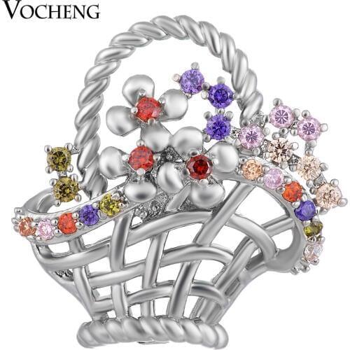 CZ Stone Vocheng Snap Charms 4 Colors 18mm Copper Material Flower Basket Button Vn-1412