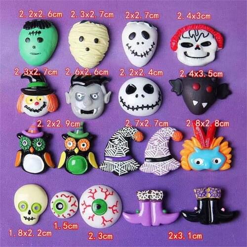 10pcs/lot Flat Back Buttons Halloween Resin Flatback Resin Button Crafts for DIY Crafts Making Scrapbooking Halloween Decoration