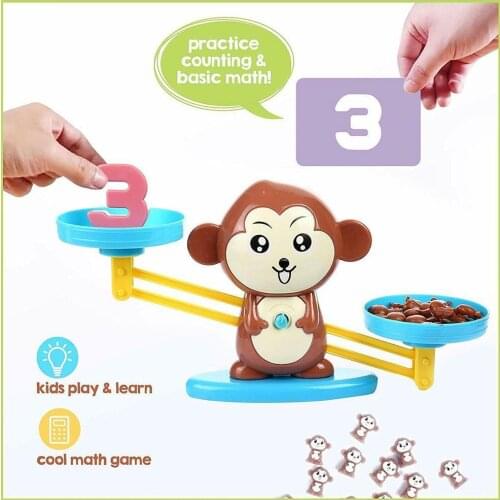 Early Education Puzzle Balance Scale Little Monkey Arithmetic Toy Kindergarten Addition Board Game Subtraction Teaching Aid F2A6