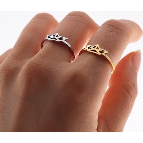Adjustable Size Finger Ring Stainless Steel Anelli Donna Dainty Mini Origami Boat Rings For Women Men Punk Jewelry BFF