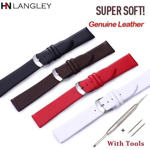 Replacement Watch Band Genuine Leather Watchband Ultra Soft Watch Strap Accessories Men Women Watch Strap 8mm-22mm Width