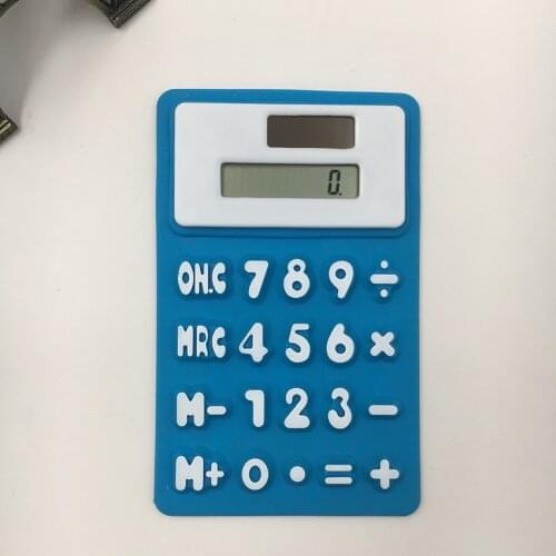 Soft Silicone Pocket Calculator, 8 Digits, Standard Function Basic Calculators, Solar Power Office Kids Calculator