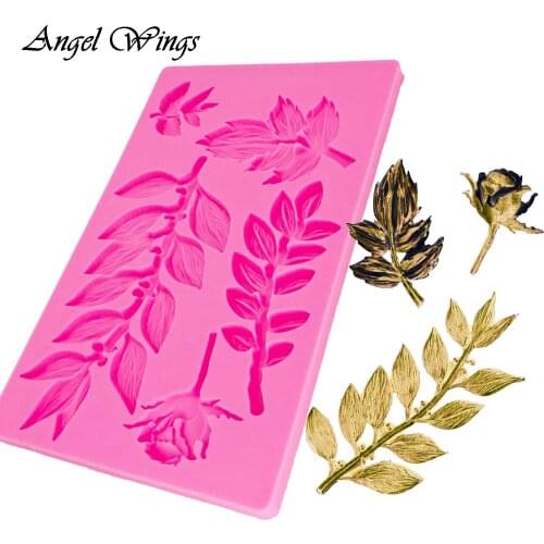 DIY Leaves molds Fondant silicone molds 3D crafts Cake Decoration Tool Chocolate Gumpaste dessert moulds Resin Clay F1373