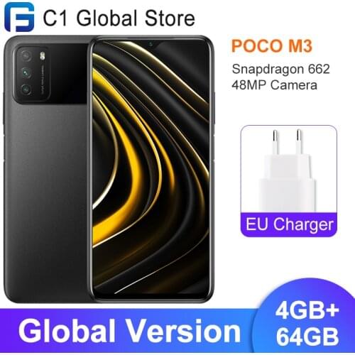 Global Version POCO M3 Smartphone 4GB RAM 64GB ROM Snapdragon 662 Octa Core 6000mAh 48MP Camera Mobile Phone Google Play