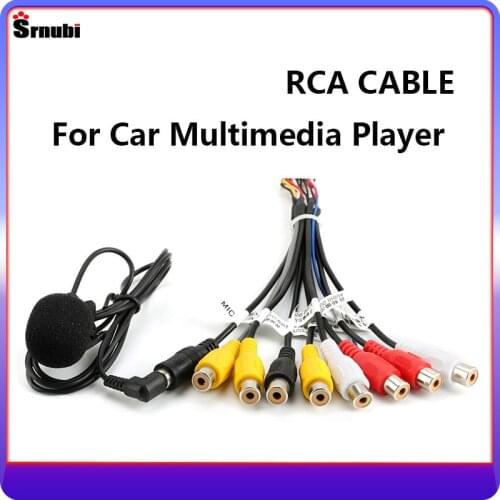 Threesome Universal Car Stereo Radio RCA Output Wire Aux-in Adapter Cable with microphone Video output/input Audio Subwoofer