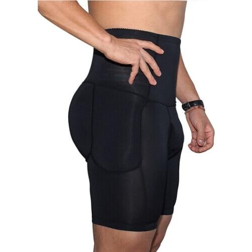 Spong Pads High Waist Bellies Shaper Control Shapers Padded Underwear for Men Elastic Quality Long Panties Boxes Black Shapewear