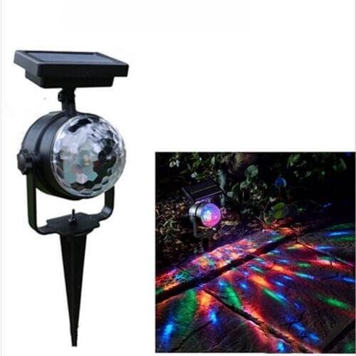 Solar Powered Rotating Color Crystal Magic Ball Disco Stage light Christmas Party Lamp Outdoor Garden Lawn Laser Projector Lamp