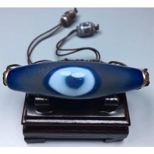 Wonderful Tibetan Dzi Bead Blue Bangle Amulet Nature Eye Vein Bracelet Amulet Churinga