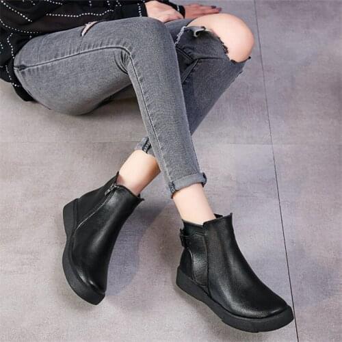 Women plus size boots 2021 autumn and winter new velvet casual boots handmade belt buckle womens boots zapatos de mujer