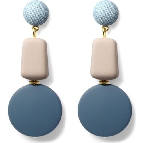 X&P 2021 New Fashion Korean Earrings Wooden Drop Earrings For Women Statement Geometric Hanging Dangle Earring Brincos Jewelry