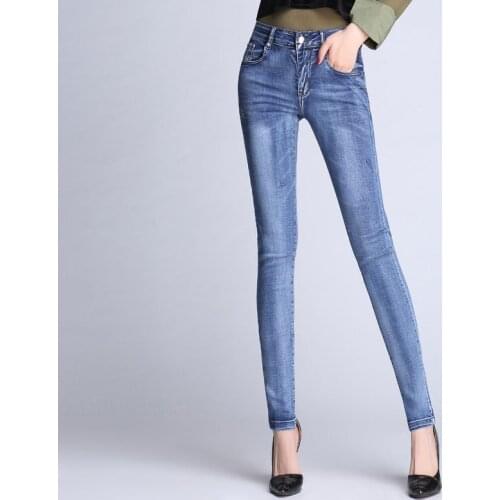 2019 womens autumn and winter slim slimming jeans stretch pants pants pencil pants