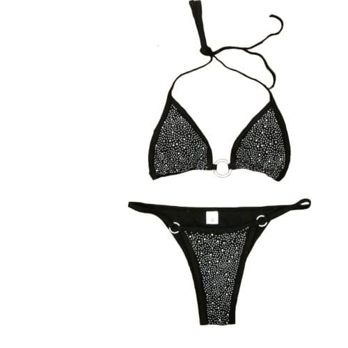 Women Summer Swimsuit Shining Bikini Set Bra Tie Side G-String Beach Triangle Suit Swimwear Bathing 2pcs Sexy Swimming Suits