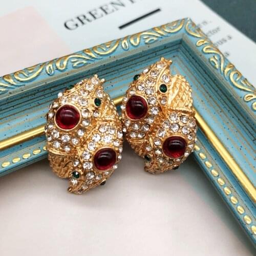 Golden Earrings Stud Rhinestones Luxury Gorgeous Animal Snake Hipster Celebrity Ear Accessories
