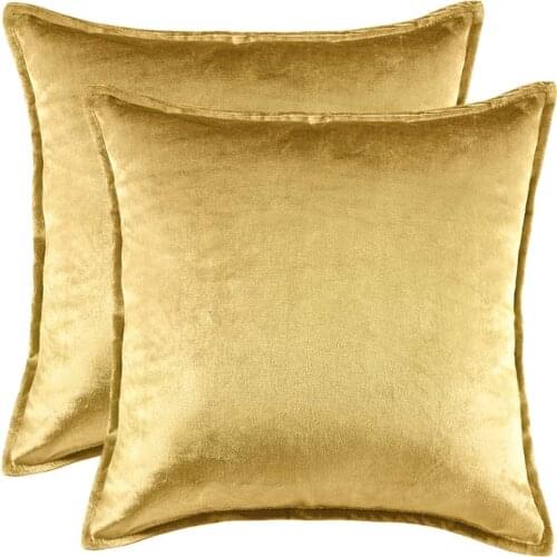 Gold Modern Solid Cushion Covers for Sofa Couch Bed Throw Pillow Covers 45x45 Luxury Blue Velvet Square Pillowcases Gold Modern