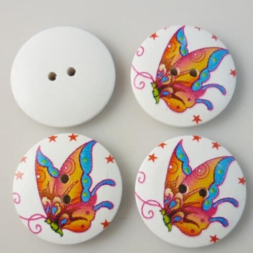 10PCS 30MM Butterfly Button Fits Painting Wooden Buttons Coat Boots Sewing Clothes Accessories MCB-134