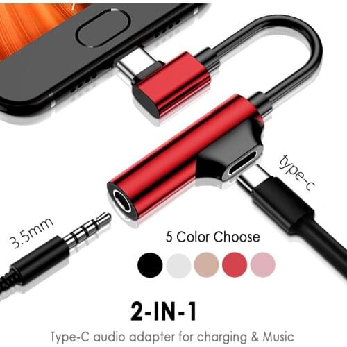 2 In 1 Type C To 3.5mm Headphone Jack Adapter Splitter Universal Mobile Phone Converter Charging While Listening To Music