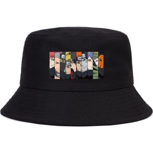 2020 Summer Hat Women Men Panama Bucket Cap The Design Flat Visor Fisherman Hat Naruto Akatsuki Anime Sun Cartoon Bucket Hat