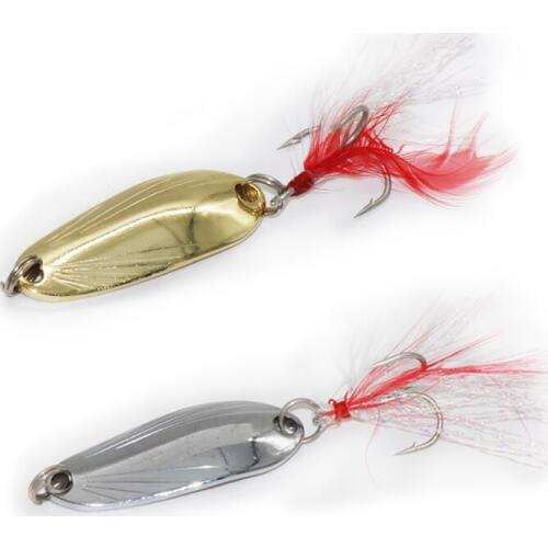 6Pcs 4cm/8g Metal Spoon Bait Fishing Lure With Feather Fishing Hook Iscas Artificial Para Pesca Pescaria Cuilleres De Peche