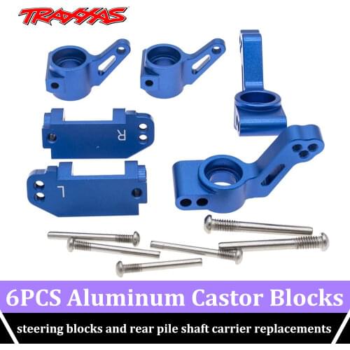 RC Aluminum 6PCS Castor Blocks Steering Blocks 3632 3736 3752 and Rear Pile Shaft Carrier for Traxxas 1/10 2WD Slash Rustler Car