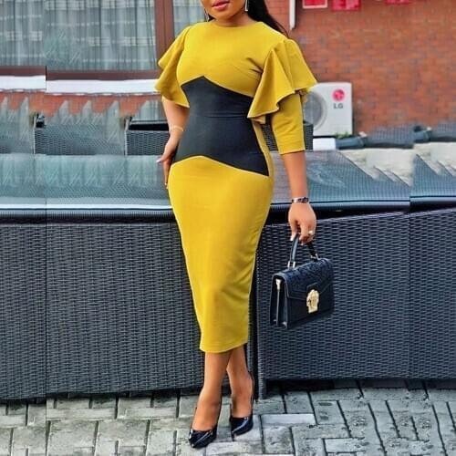 African Dresses For Women African Clothes Africa Office Midi Pencil Dress Dashiki Ladies Clothing Plus Size Autumn African Dress