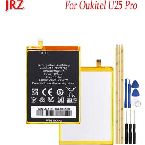 JRZ For Oukitel U25 Pro Battery 3200mAh High Quality Mobile Phone Replacement Backup Batteria For Oukitel U25 Pro with Tools Set