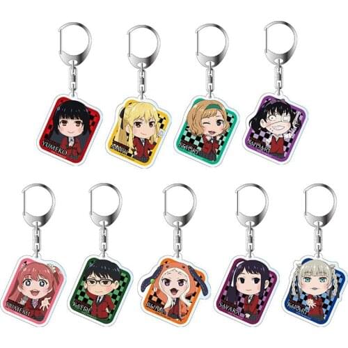 Anime Kakegurui Jabami Yumeko Acrylic Keychains Key Ring Chains Cartoon Figure Charms Pendant Women Girls Collection Accessories