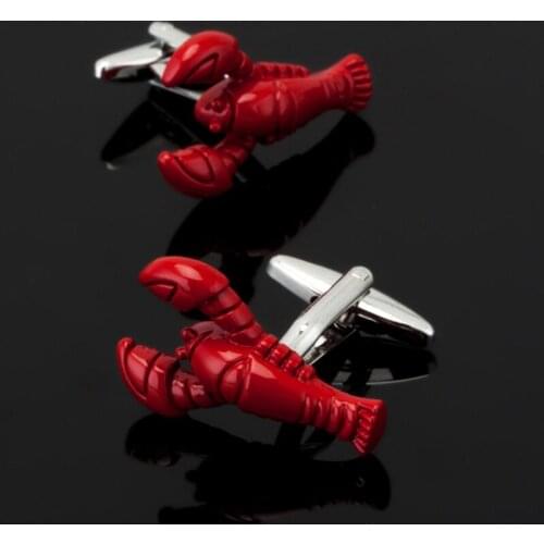 Free shipping, new red lobster cufflinks fashion mens shirt cufflinks senior designer exclusive design brand animal buttons