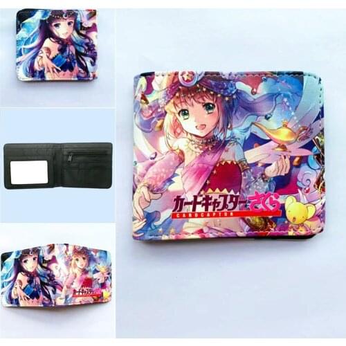 Anime Card Captor Sakura Pu Wallet Zipper Student Photo Card Holder Casual Layers Leather Coin Teenager Cartoon Short Purse