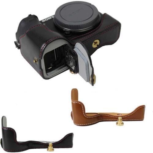 PU Leather case Cover For SONY A6500 Half Body Set Camera Bag With Battery Opening