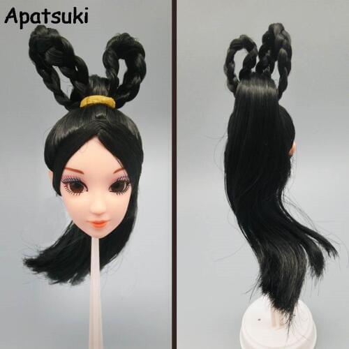 DIY Kids Toy Gift Black Hair 1/6 Doll Head For 11.5" Doll 3D Real Eye Chinese Ancient Beauty Doll Heads 1:6 DIY Accessories